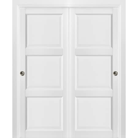Sartodoors Closet Bypass Interior Door, 84" x 96", White LUCIA2661DBD-BEM-8496